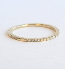 American Jewelry 14k Yellow Gold .12ctw Diamond Textured Wedding Band