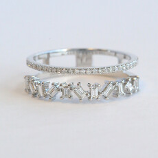 American Jewelry 14k White Gold .37ctw Diamond Baguette & Round Cut Ring Guard