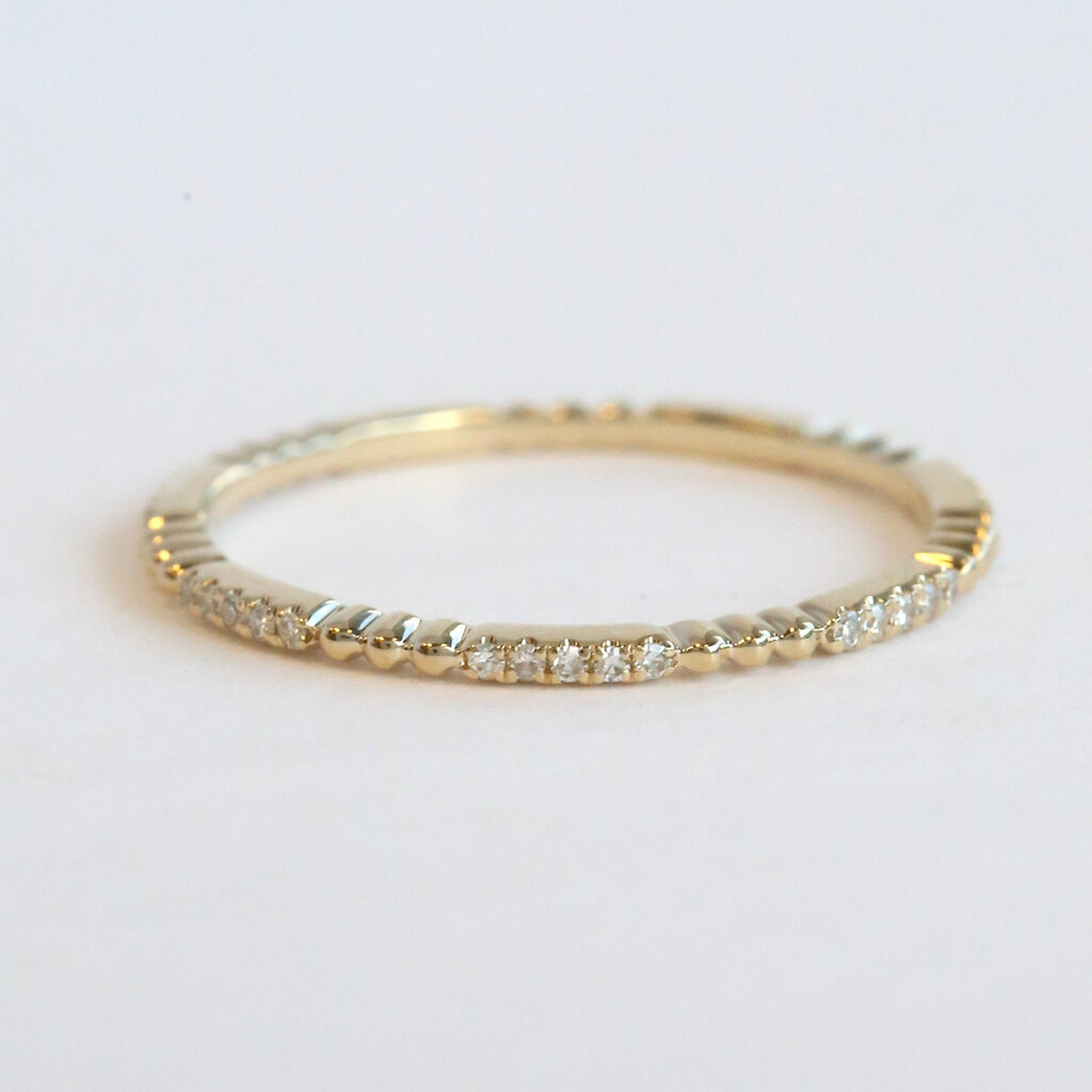 American Jewelry 14k Yellow Gold .11ctw Diamond Beaded Wedding Band
