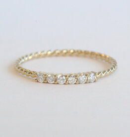 American Jewelry 14k Yellow Gold .14ctw Diamond 6-Stone Twisted Wedding Band