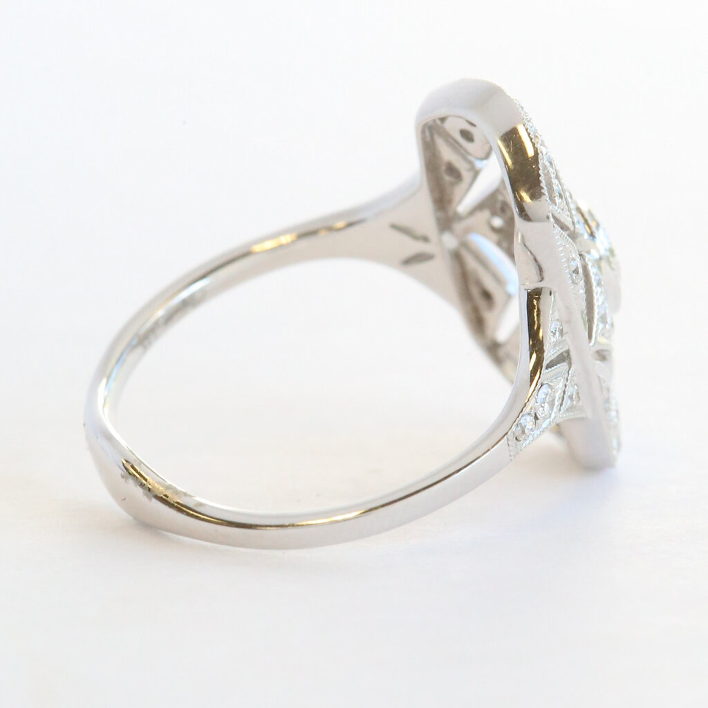 American Jewelry 14k White Gold .45ctw Diamond Milgrain Openwork Vintage Style Ring