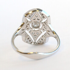 American Jewelry 14k White Gold .45ctw Diamond Milgrain Openwork Vintage Style Ring