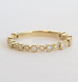 American Jewelry 14k Yellow Gold .26ctw Diamond Round Bezel Milgrain Bubble Wedding Band