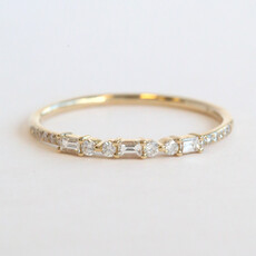 American Jewelry 14k Yellow Gold .18ctw Diamond Baguette & Round Wedding Band