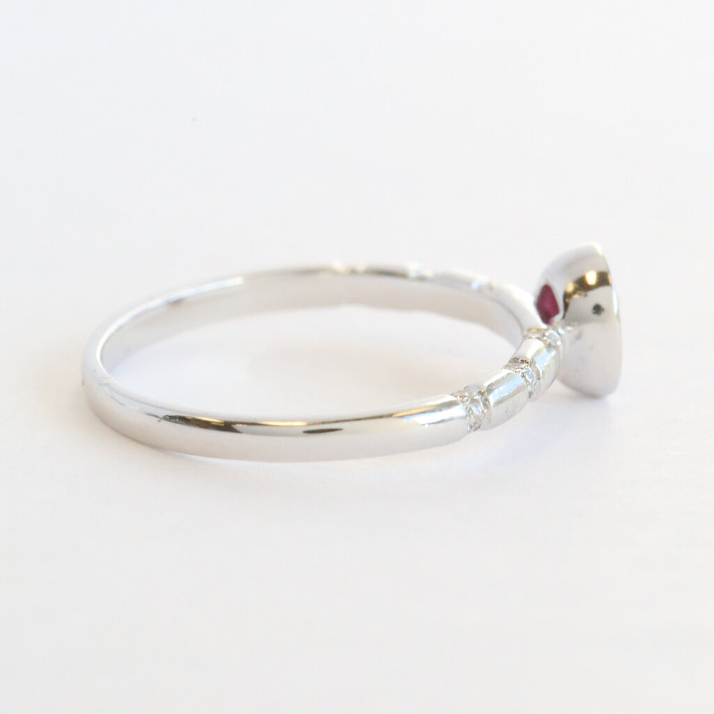 American Jewelry 14k White Gold .50ct Ruby .07ctw Diamond Accent Bezel Oval Ring