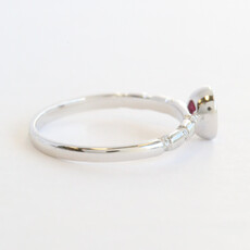 American Jewelry 14k White Gold .50ct Ruby .07ctw Diamond Accent Bezel Oval Ring