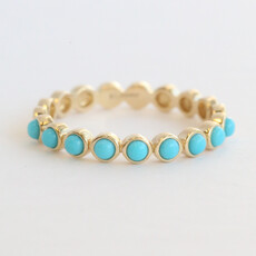 American Jewelry 14k Yellow Gold .39ctw Turquoise Bezel Stackable Band