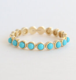 American Jewelry 14k Yellow Gold .39ctw Turquoise Bezel Stackable Band