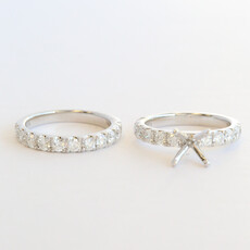 American Jewelry 14k White Gold 1.94ctw Diamond Semi Mount Engagement Ring & Wedding Band Set