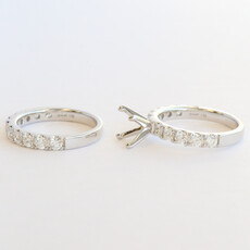 American Jewelry 14k White Gold 1.94ctw Diamond Semi Mount Engagement Ring & Wedding Band Set