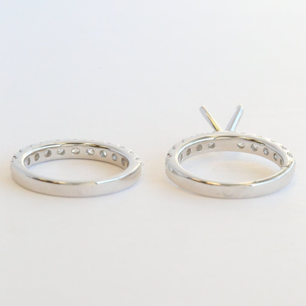 American Jewelry 14k White Gold 1.94ctw Diamond Semi Mount Engagement Ring & Wedding Band Set