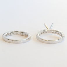 American Jewelry 14k White Gold 1.94ctw Diamond Semi Mount Engagement Ring & Wedding Band Set