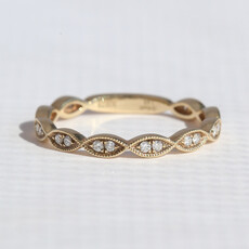 American Jewelry 14k Yellow Gold .15ctw Diamond Milgrain Wedding Band