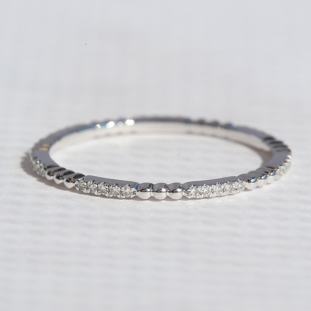 American Jewelry 14k White Gold .11ctw Diamond Beaded Wedding Band