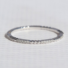 American Jewelry 14k White Gold .11ctw Diamond Beaded Wedding Band