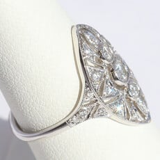 American Jewelry 14k White Gold .52ctw Diamond Vintage Design Bezel Openwork Ring