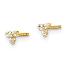 14k Yellow Gold CZ Children's Trio Stud Earrings