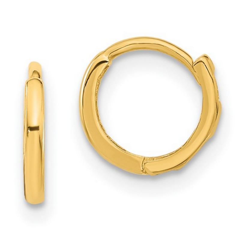 14k Yellow Gold Lightweight Hinged Huggie Hoop Earrings