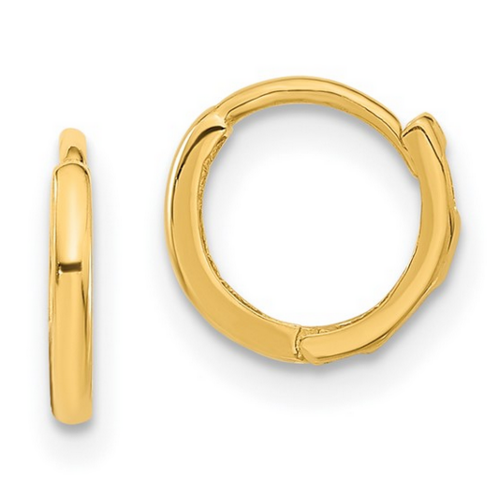 14k Yellow Gold Lightweight Hinged Huggie Hoop Earrings