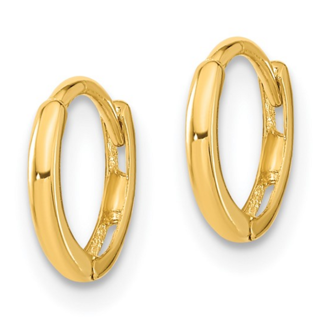 14k Yellow Gold Lightweight Hinged Huggie Hoop Earrings