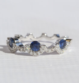 American Jewelry 14k White Gold .59ctw Sapphire .18ctw Diamond Stackable Band