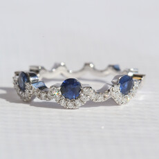 American Jewelry 14k White Gold .59ctw Sapphire .18ctw Diamond Stackable Band