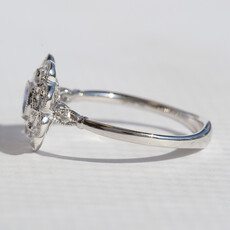 American Jewelry 14k White Gold .46ct Sapphire .18ctw DiamondOval Milgrain Fashion Ring