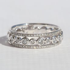American Jewelry 14k White Gold .27ctw Diamond Bezel Triple Row Fashion Band Ring