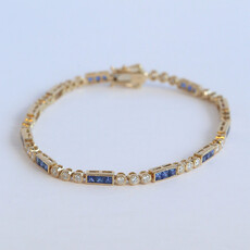 American Jewelry 14k Yellow Gold 2.64ctw Sapphire 1.26ctw Diamond Milgrain Bracelet