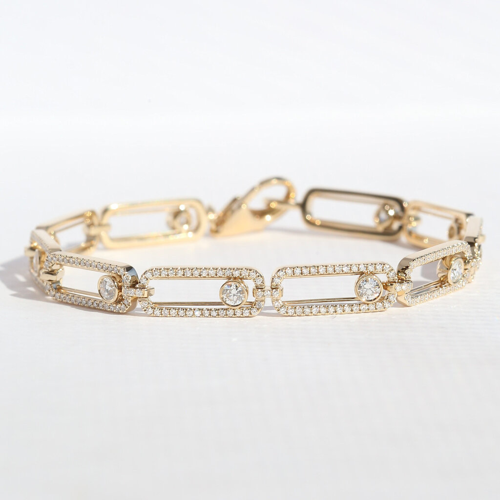 American Jewelry 14k Yellow Gold 1.77ctw Diamond Paperclip Link Bracelet