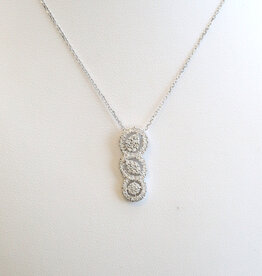 American Jewelry 14k White Gold .29ctw Diamond Triple Halo Necklace