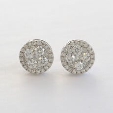 American Jewelry 14k White Gold .79ctw Diamond Pave Stud Earrings