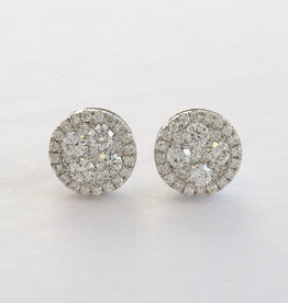 American Jewelry 14k White Gold .79ctw Diamond Pave Stud Earrings