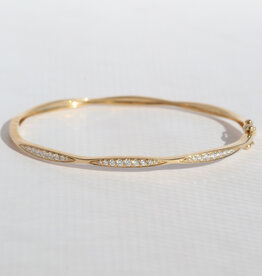 American Jewelry 14k Yellow Gold .38ctw Diamond Hinged Bangle Bracelet