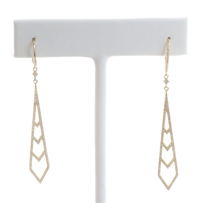 American Jewelry 14k Yellow Gold .52ctw Diamond Drop Dangle Earrings