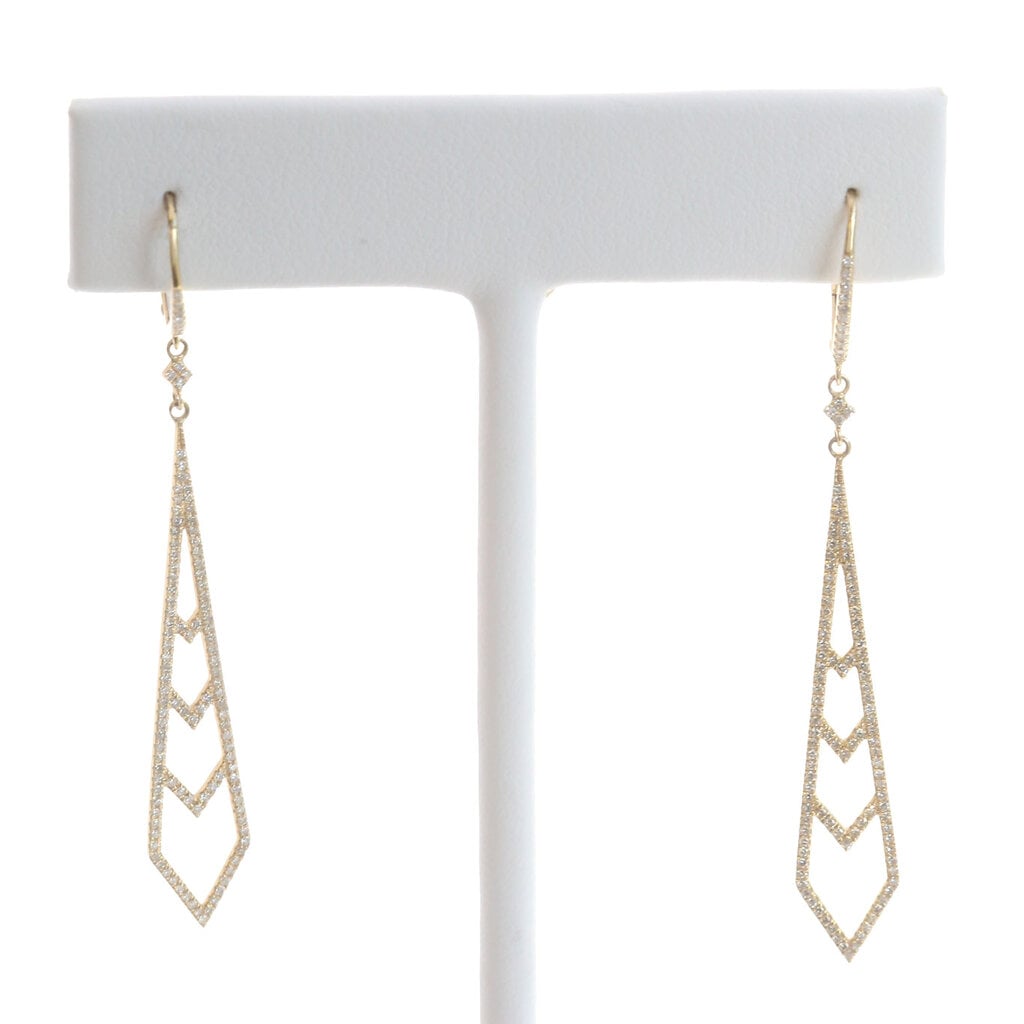 American Jewelry 14k Yellow Gold .52ctw Diamond Drop Dangle Earrings