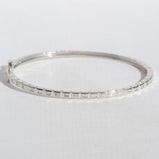 American Jewelry 14k White Gold .54ctw Baguette Bezel Bangle Bracelet
