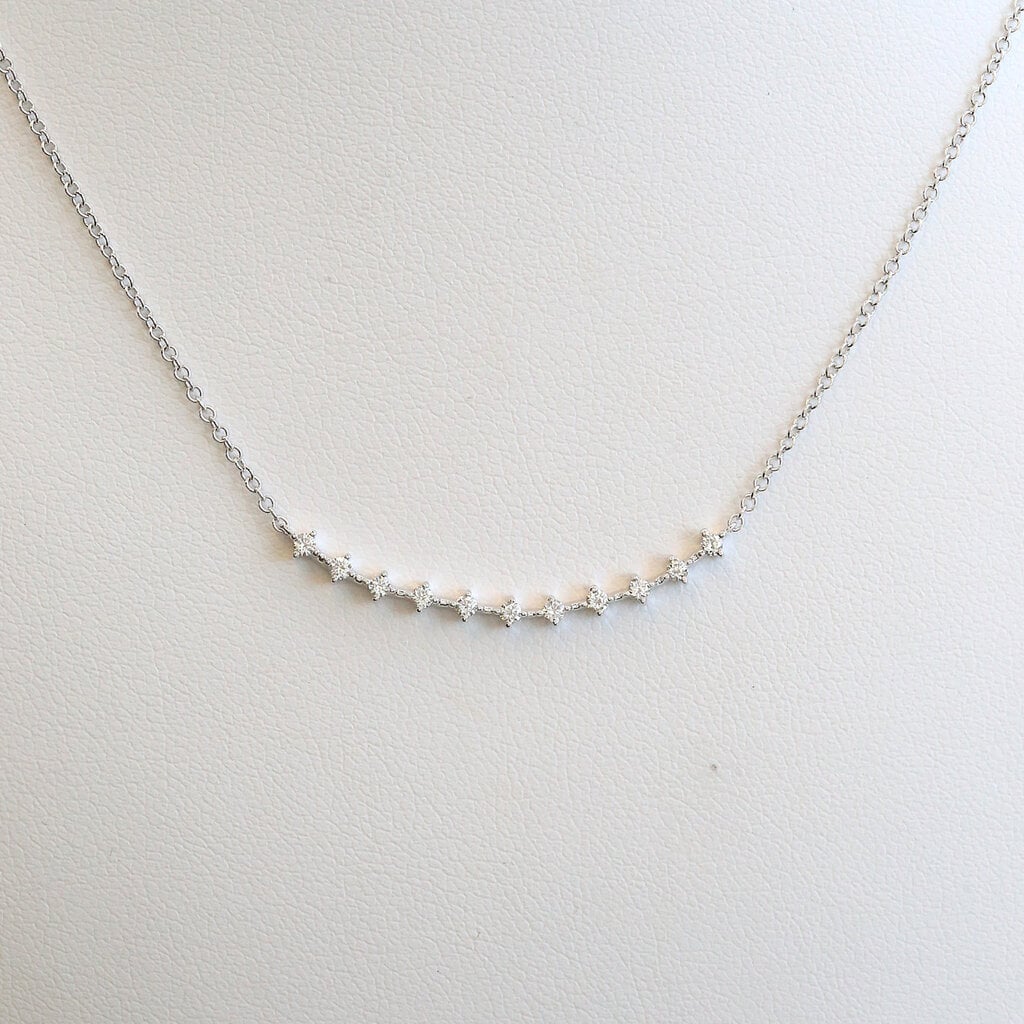 American Jewelry 14k White Gold .18ctw Diamond Line Necklace