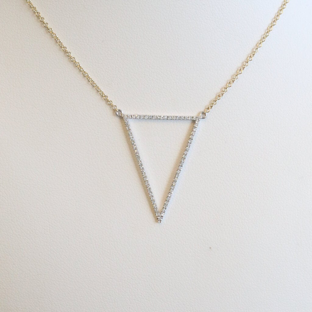 American Jewelry 14k Yellow Gold .22ctw Diamond Open Triangle Necklace