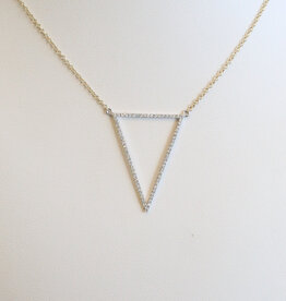 American Jewelry 14k Yellow Gold .22ctw Diamond Open Triangle Necklace