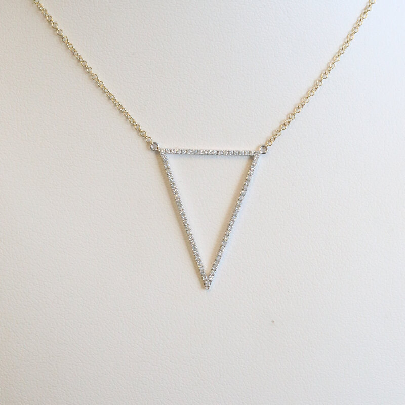 American Jewelry 14k Yellow Gold .22ctw Diamond Open Triangle Necklace