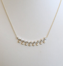 American Jewelry 14k White & Yellow Gold .36ctw Bubble Bezel Dangle Necklace