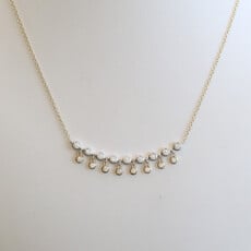 American Jewelry 14k White & Yellow Gold .36ctw Bubble Bezel Dangle Necklace