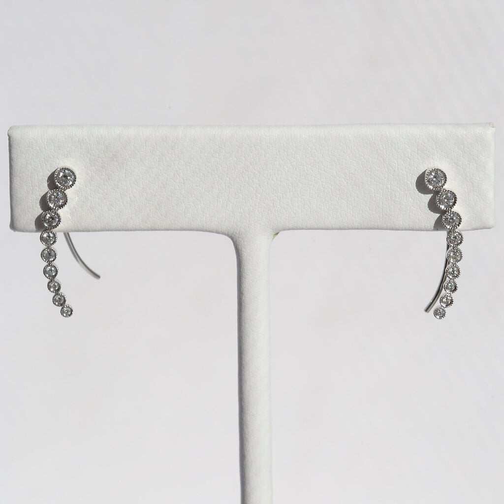 American Jewelry 14k White Gold .64ctw Diamond Ear Climber Earrings