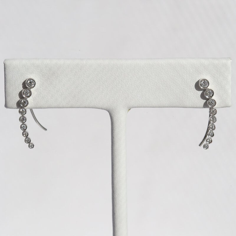 American Jewelry 14k White Gold .64ctw Diamond Ear Climber Earrings