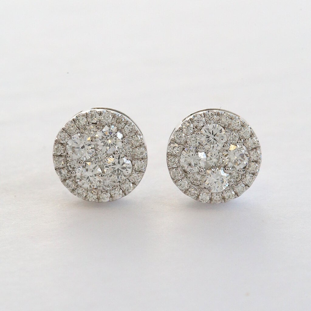 American Jewelry 14k White Gold .86ctw Diamond Stud Pave Earrings