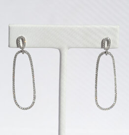 American Jewelry 14k White Gold 1.07ctw Diamond Oval Open Dangle Earrings