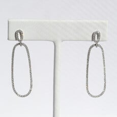 American Jewelry 14k White Gold 1.07ctw Diamond Oval Open Dangle Earrings