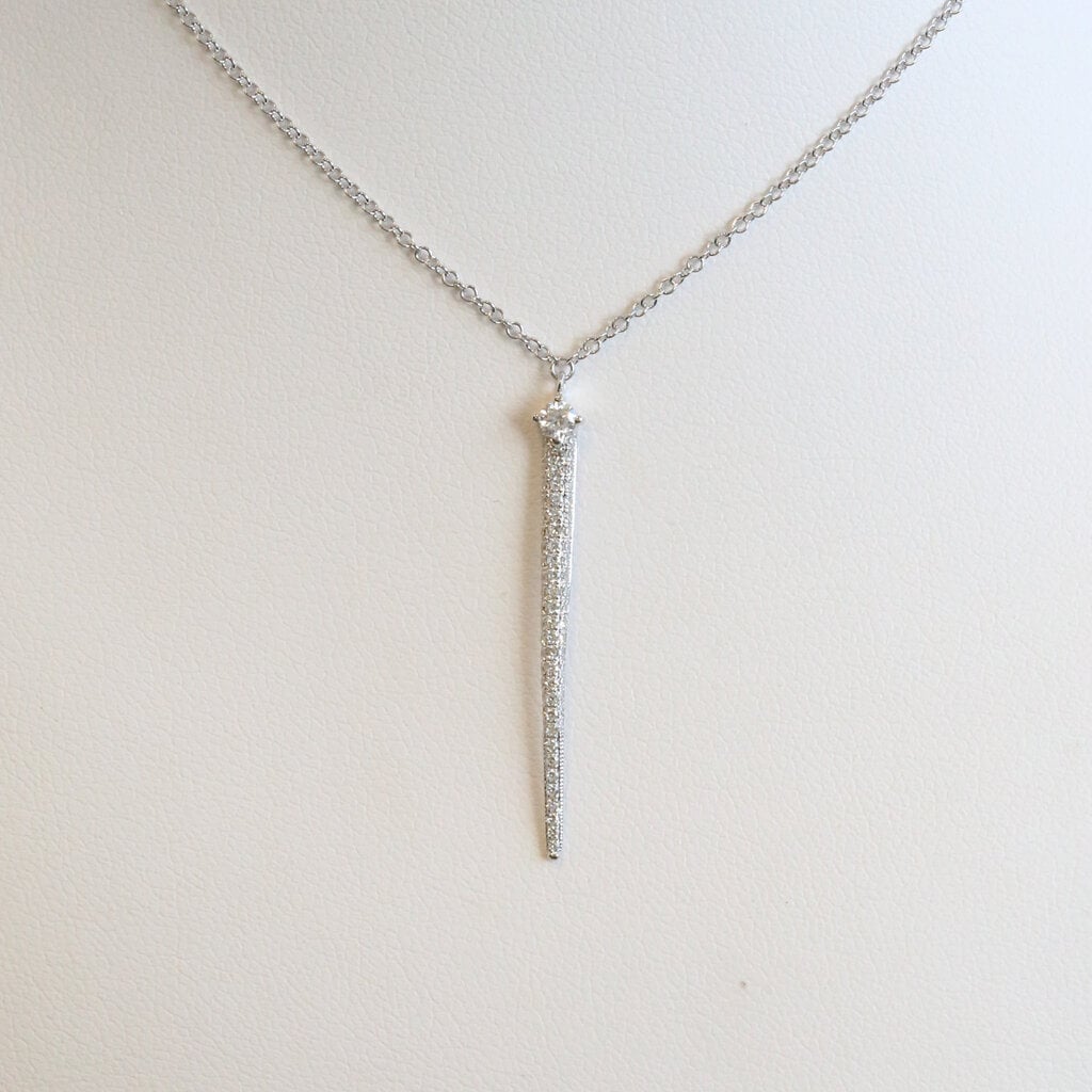 American Jewelry 14k White Gold .26ctw Diamond Drop Dangle Necklace