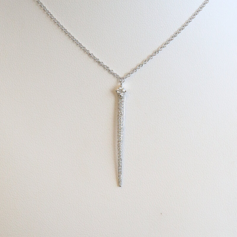American Jewelry 14k White Gold .26ctw Diamond Drop Dangle Necklace